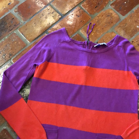 Ann Taylor LOFT Long Sleeve Color Block Zip Back Lightweight Sweater szM - Picture 5 of 12